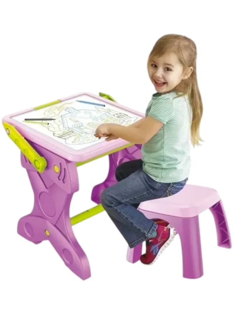 Children's educational table and 2-in-1 drawing easel with chair - Image 1